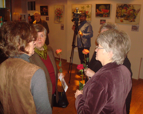 The visitors of the art exhibition