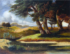 Benjamín Reis (1841 – 1873): Krajinka, olejomaľba, šesťdesiate roky 19. storočia
