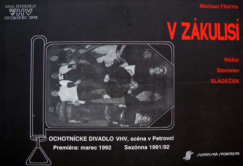 Plagát z predstavenia V zákulisí, 1992, réžia Stanislav Sládeček